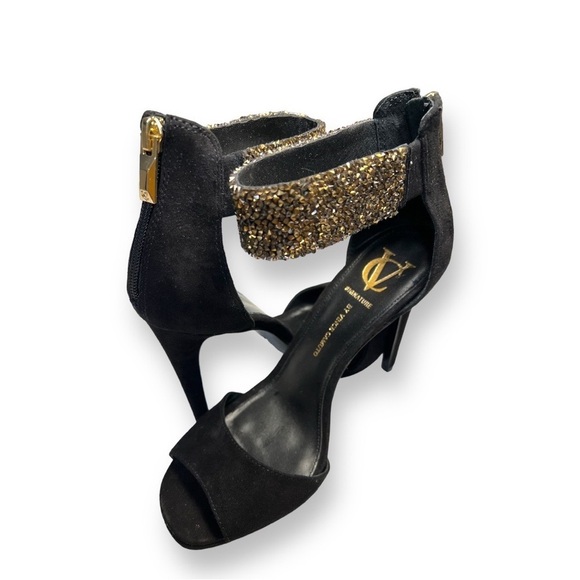 Vince Camuto Shoes - Vince Camuto Signature | Nero Gold Crystal Strap High Heel Sz 10